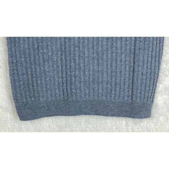Alfred Dunner Petite Medium Short Sleeve Light Blue Knit Sweater Shoulder Pads - Picture 4 of 8